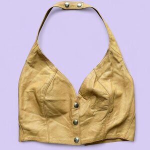 Vintage Genuine Leather Halter Top - Park V - Size M